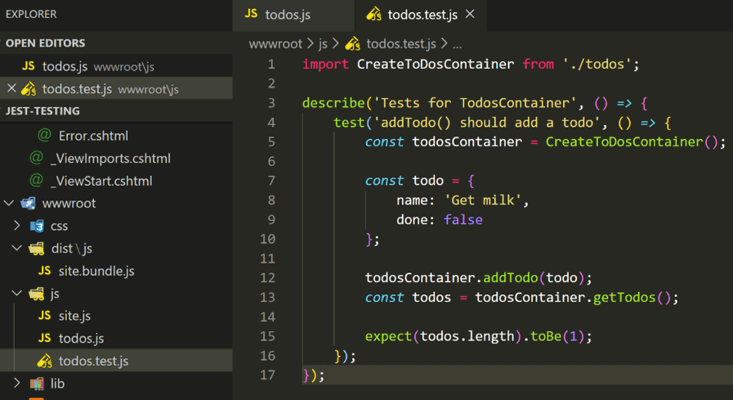 installing todos.test.js