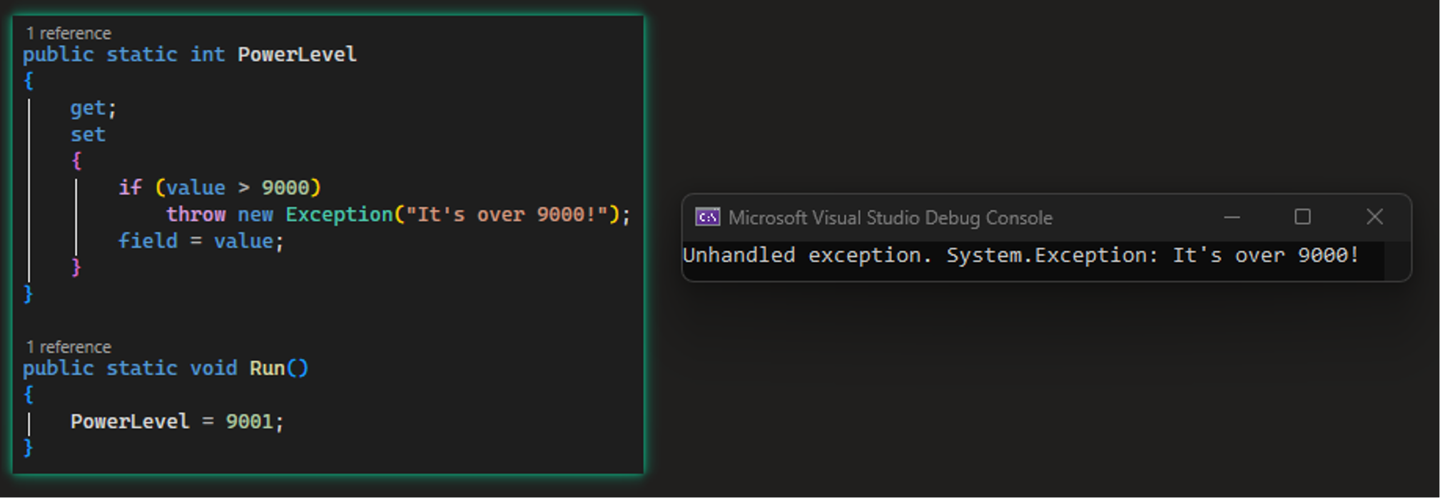 field keyword example code