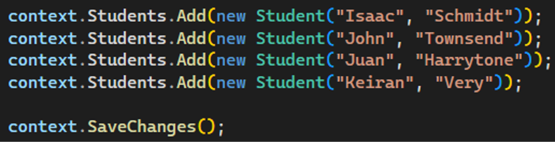 Seeding data example code