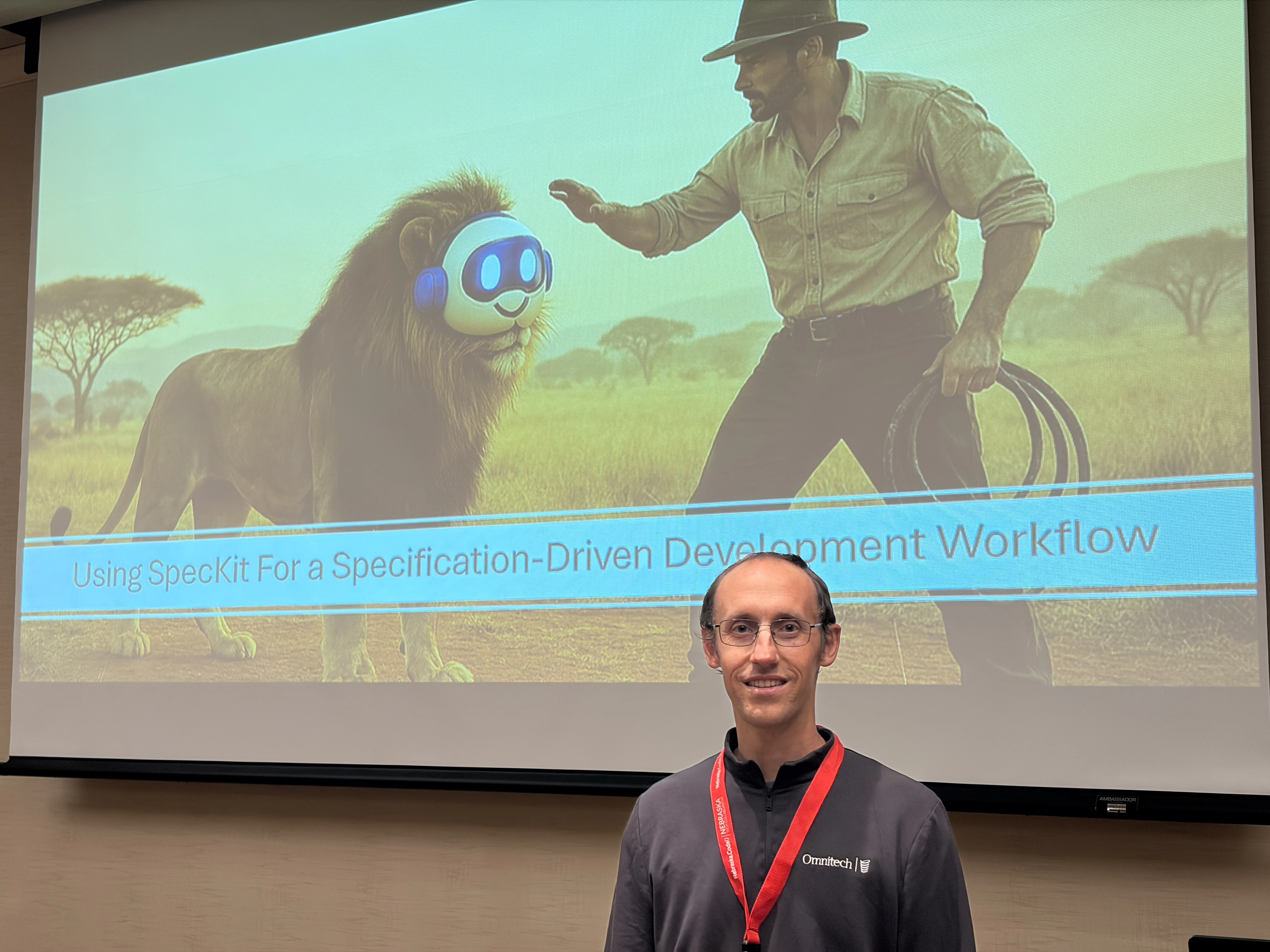 Kevin presenting on Using Specification Driven Development to Tame AI Coding
