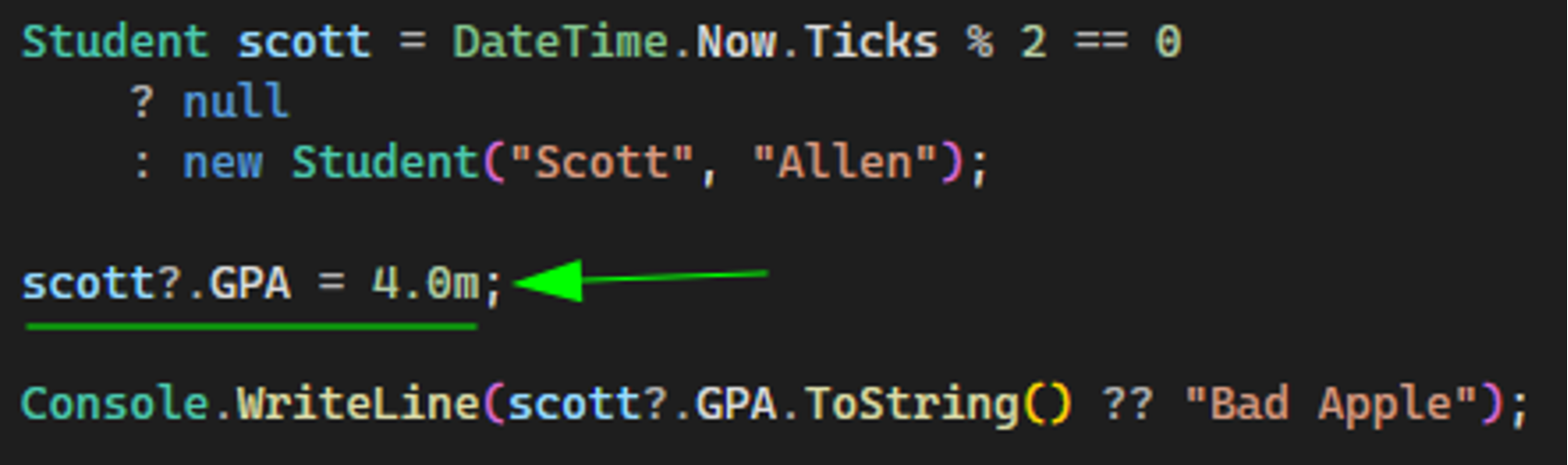 Null conditional assignment