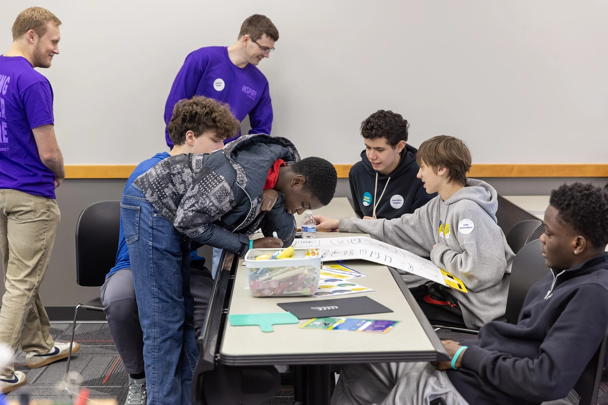 Students working in the Build An App session