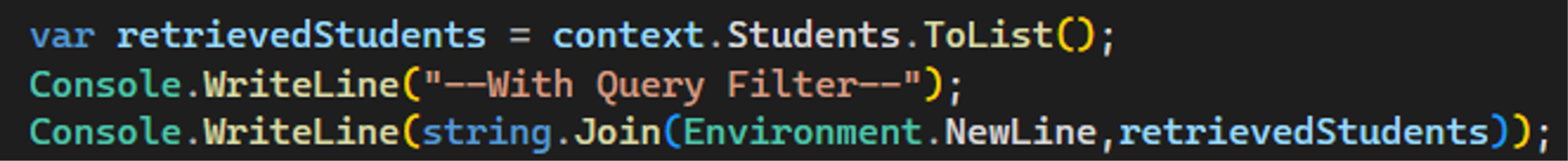 Default query filtering example code