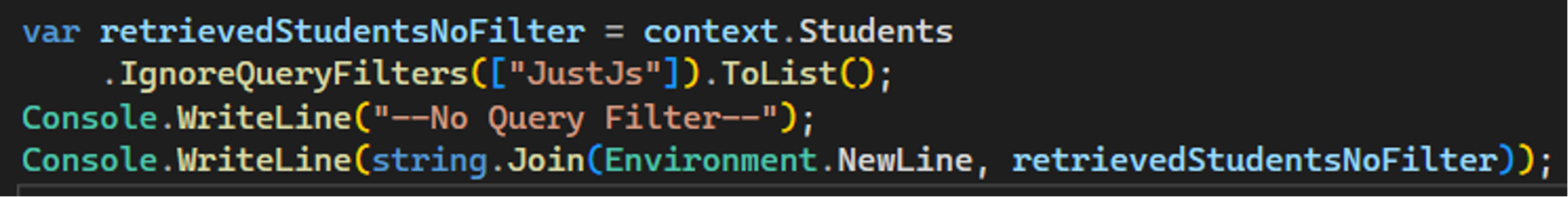 Ignored query filtering example code